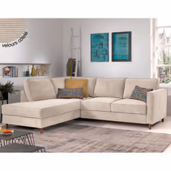 Best Mobilier Jake, Bleu, Velours, Bois, 2300 mm, 1980 mm, 840 mm