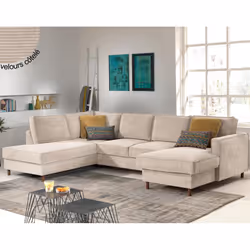 Best Mobilier Jake, Bleu, Velours, Bois, Bois, 2970 mm, 1980 mm