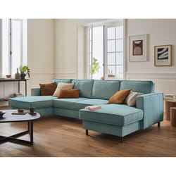 Best Mobilier Jake Canapé d'angle 7 siège(s) Bleu