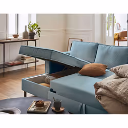 Best Mobilier Jake Canapé d'angle 7 siège(s) Bleu