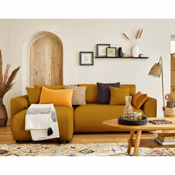 Best Mobilier Camelia, Jaune, Velours, Bois, Plastique, 2350 mm, 1380 mm