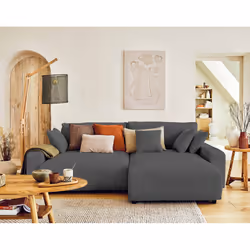 Best Mobilier Pivoine, Gris, Velours, Bois, Plastique, 2340 mm, 1700 mm