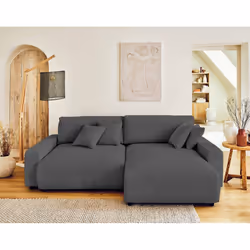 Best Mobilier Pivoine Canapé d'angle 4 siège(s) Gris - Vue supplémentaire 6