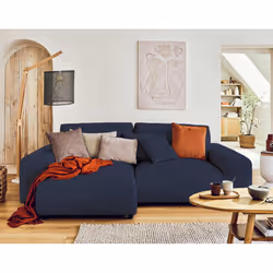 Best Mobilier Garance, Bleu, Velours, Bois, Plastique, 2370 mm, 1440 mm