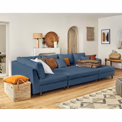 Best Mobilier Rune Canapé d'angle 7 siège(s) Bleu