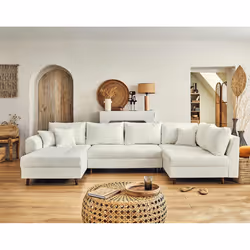 Best Mobilier Rune Canapé d'angle 7 siège(s) Blanc