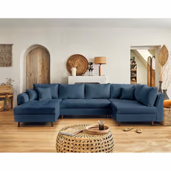 Best Mobilier Rune Canapé d'angle 7 siège(s) Bleu