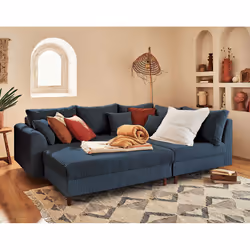 Best Mobilier Rune Canapé d'angle 4 siège(s) Bleu