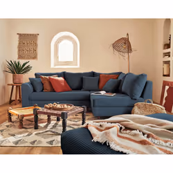 Best Mobilier Rune Canapé d'angle 4 siège(s) Bleu - Vue supplémentaire 5