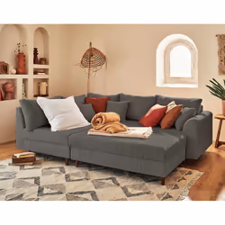 Best Mobilier Rune Canapé d'angle 4 siège(s) Gris