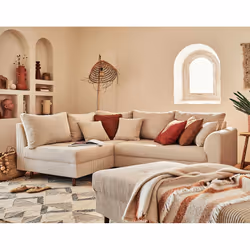 Best Mobilier Rune, Beige, Velours, Bois, Bois, 2310 mm, 1610 mm