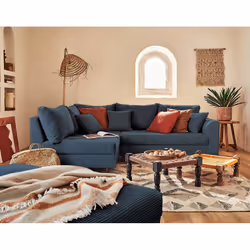 Best Mobilier Rune Canapé d'angle 4 siège(s) Bleu - Vue supplémentaire 5