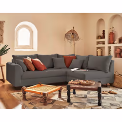 Best Mobilier Rune, Gris, Velours, Bois, 2310 mm, 1610 mm, 810 mm