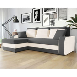 Best Mobilier Valos Canapé d'angle 4 siège(s) Noir, Blanc