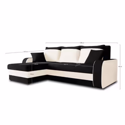 Best Mobilier Valos Canapé d'angle 4 siège(s) Noir, Blanc - Vue supplémentaire 5