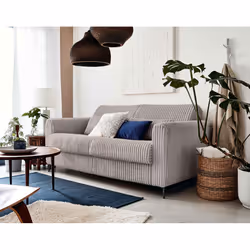 Best Mobilier Owen, Gris, Velours, Bois, Métal, 1950 mm, 990 mm