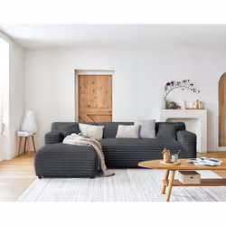 Best Mobilier Laponie, Taupe, Velours, Bois, Plastique, 2560 mm, 1600 mm