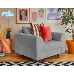 Rune - fauteuil - en velours côtelé - gris clair