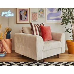 Rune - fauteuil - en velours côtelé - beige