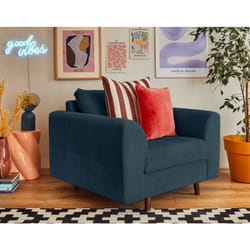 Rune - fauteuil - en velours côtelé - bleu nuit