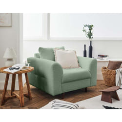 Rune - fauteuil - en tissu bouclette - vert sauge