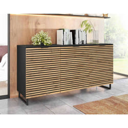 Olympie - buffet bas - bois et noir - 150 cm