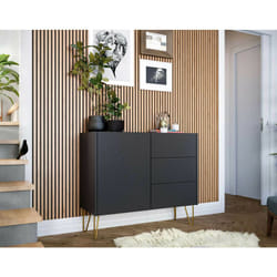 Cali - buffet bas - effet marbre - 97 cm - noir / doré