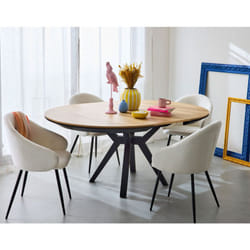 Pampa - table à manger ronde extensible - bois et noir - 4 à 8 personnes