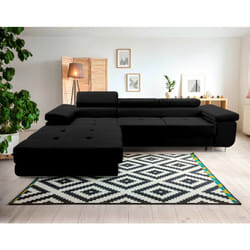 Bestmobilier - Pablo - canapé d'angle gauche - 6 places - convertible avec coffre et têtières réglables - en velours