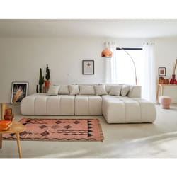 Caracas - canapé modulable d'angle droit - 5 places - en tissu - beige