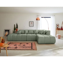 Caracas - canapé modulable d'angle droit - 5 places - en tissu - vert sauge