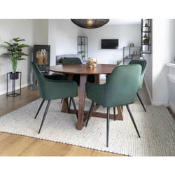 Lisa Design - Solin - table à manger ronde - bois plaquage noyer - 4 personnes