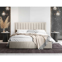Rosario - lit coffre - 160x200 - sommier inclus - en velours - beige