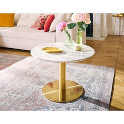 Valverde - table basse ronde - effet marbre - doré - 70 cm