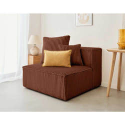 Colombine - module d'assise sans accoudoirs - en velours côtelé grosses côtes - terracotta