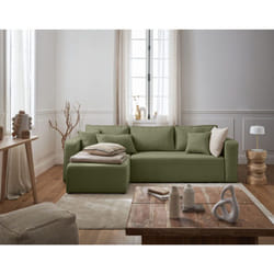 Topaze - canapé d'angle réversible - 4 places - convertible avec coffre - en tissu
