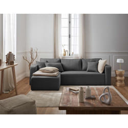 Topaze - canapé d'angle réversible - 4 places - convertible avec coffre - en tissu