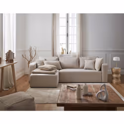 Description générale Le canapé d'angle convertible Topaze est la pièce maîtresse de votre salon, alliant confort et style. Av ...