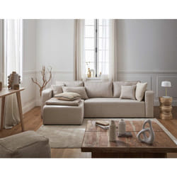 Topaze - canapé d'angle réversible - 4 places - convertible avec coffre - en tissu