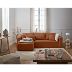 Topaze - canapé d'angle réversible - 4 places - convertible avec coffre - en tissu