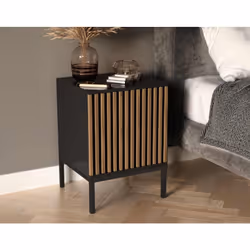 Savanna - table de chevet - bois et noir - 40 cm