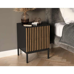 Savanna - table de chevet - bois et noir - 40 cm