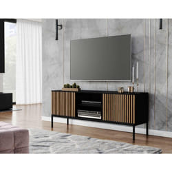 Savanna - meuble tv - bois et noir - 150 cm
