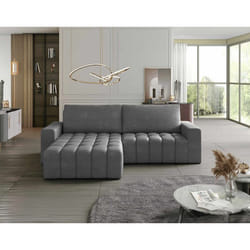Cordova - canapé d'angle gauche 4 places convertible avec coffre en velours