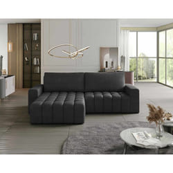 Cordova - canapé d'angle gauche 4 places convertible avec coffre en velours