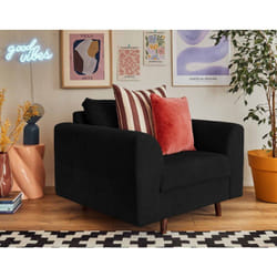 Rune - fauteuil - en velours côtelé - noir