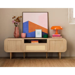 Mathilde - meuble tv - bois et cannage - 160 cm