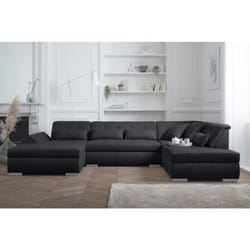Lisa Design - Vermont - canapé panoramique d'angle droit - 7 places - xxl - noir