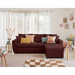 Astoria - canapé d'angle réversible 4 places - convertible avec coffre - en tissu texturé