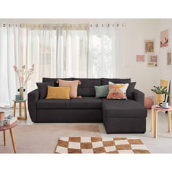 Astoria - canapé d'angle réversible 4 places - convertible avec coffre - en tissu texturé